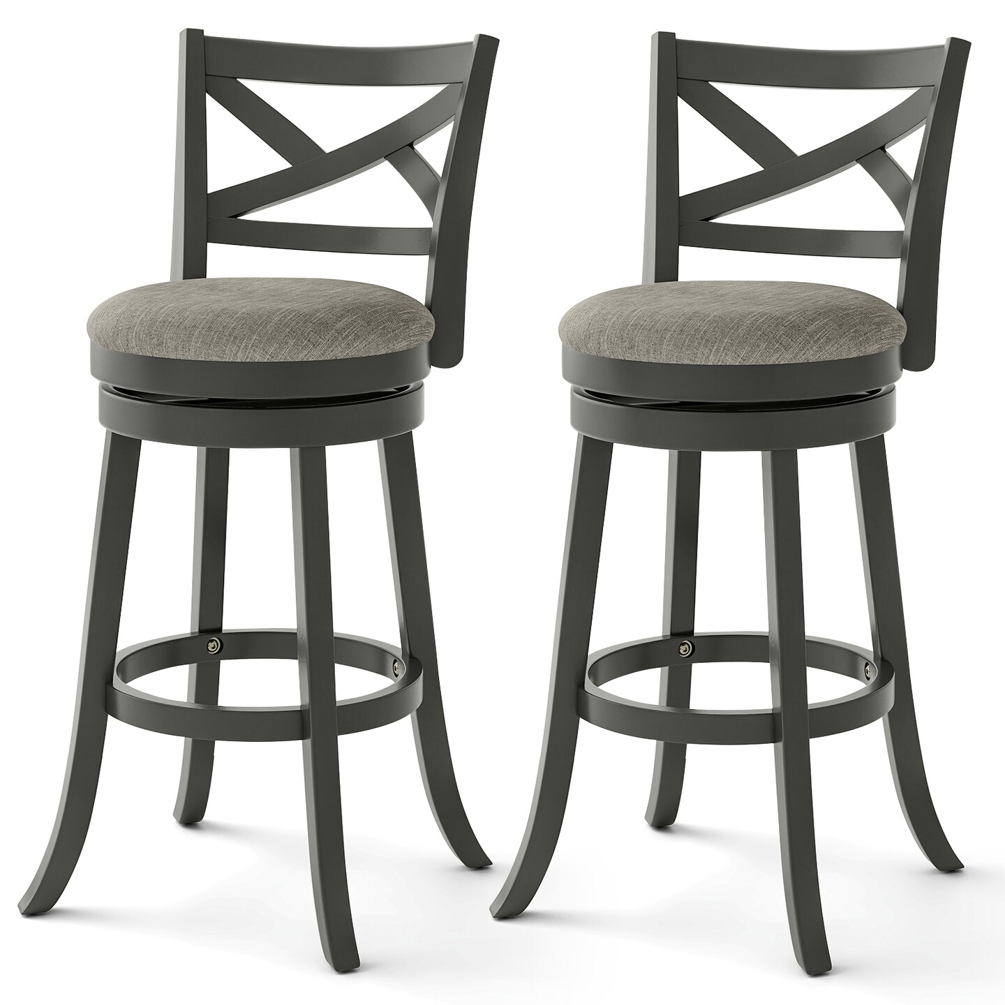 Swivel Bar Stools Set of 2 with Hollow Back and Soft-padded Seat
