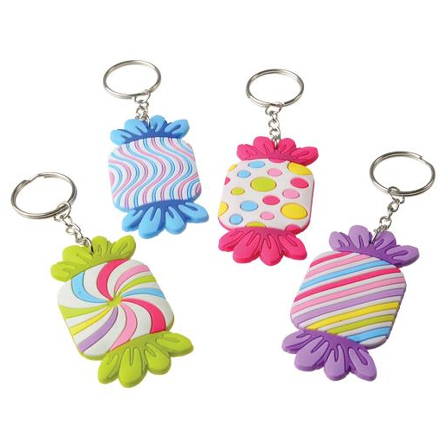 Candy Rubber Keychains Include 12 Units