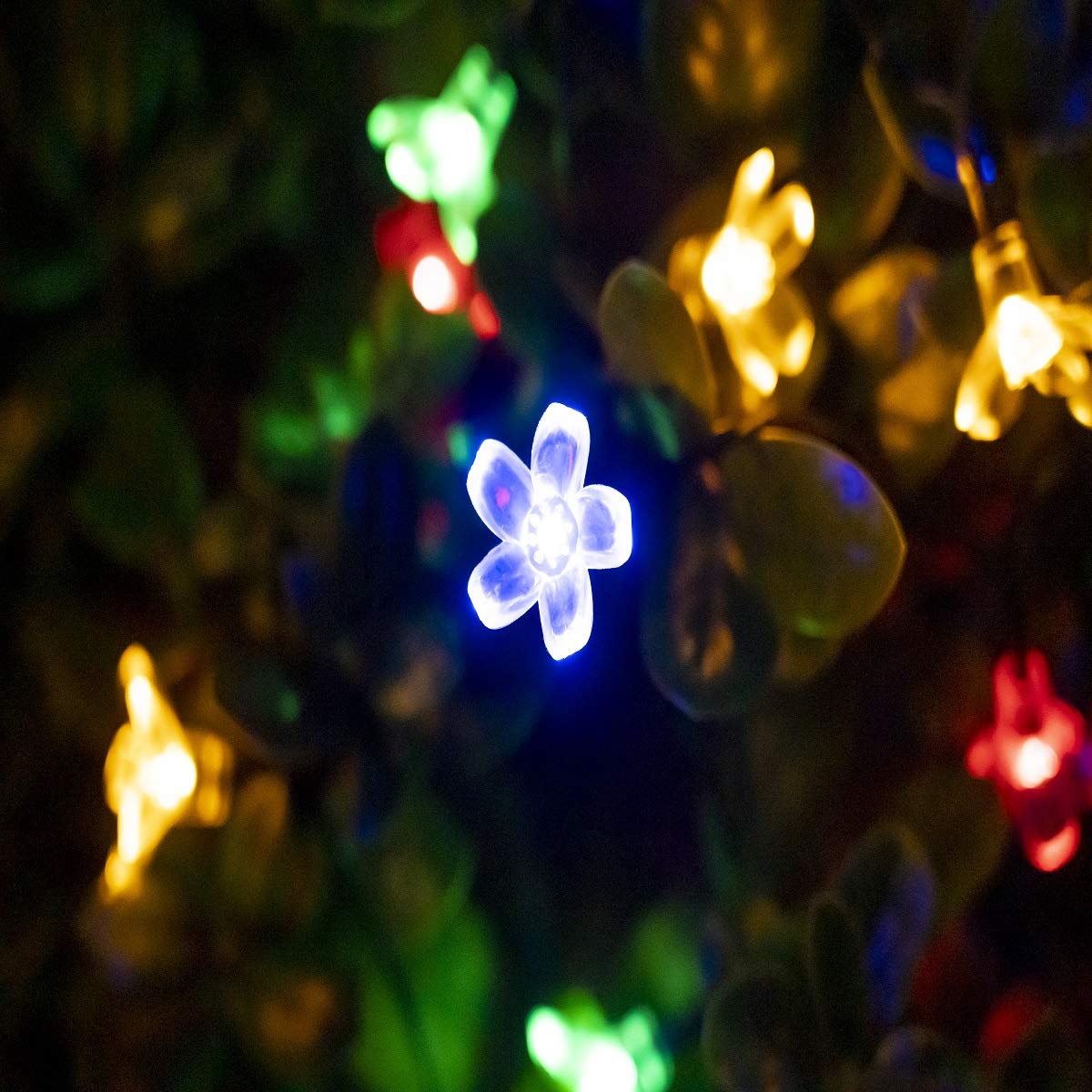ITICdecor Solar String Flower Lights Outdoor Waterproof 50 LED Fairy Light Decorations for Garden Fence Patio Yard Christmas Tree, Lawn, Party (Multi-Colored)