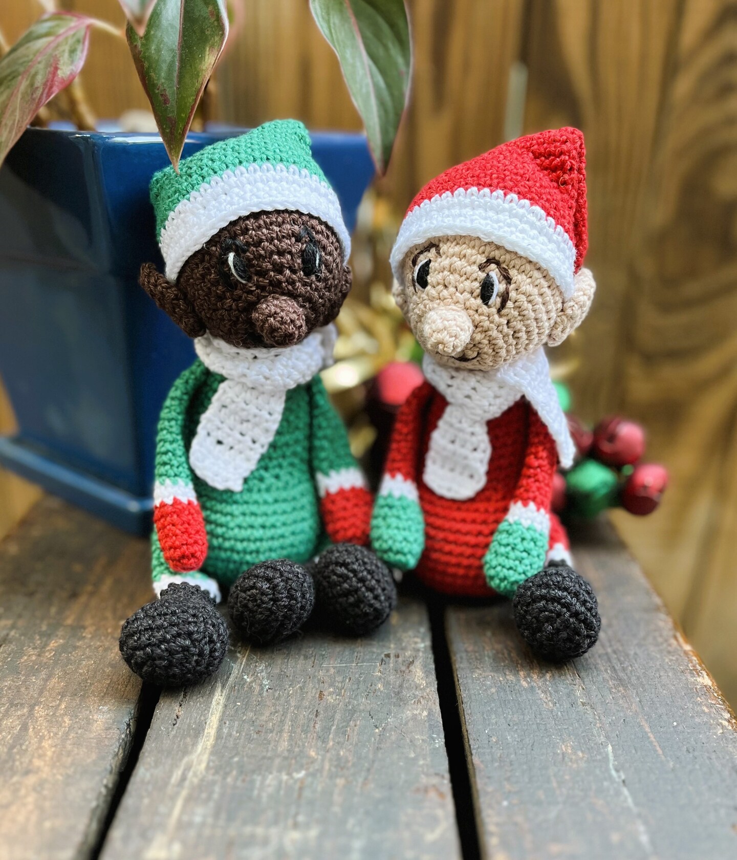 Crocheted stuffed Christmas shops elves