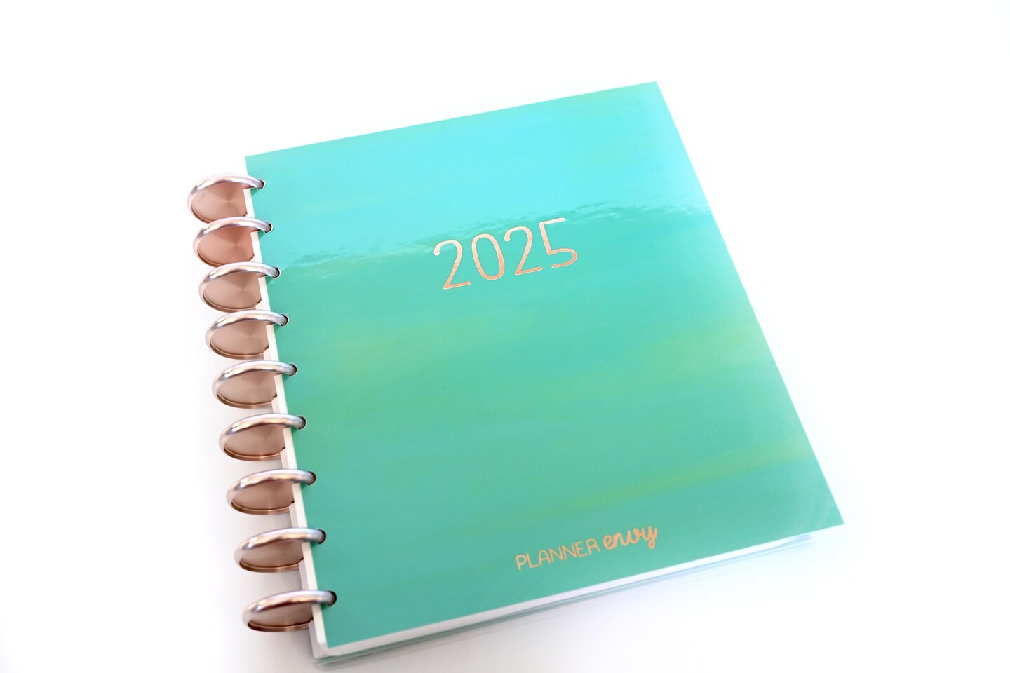 2025 Planner - Mini Horizontal Layout, Disc Bound - "Teal Strokes" (#1002)