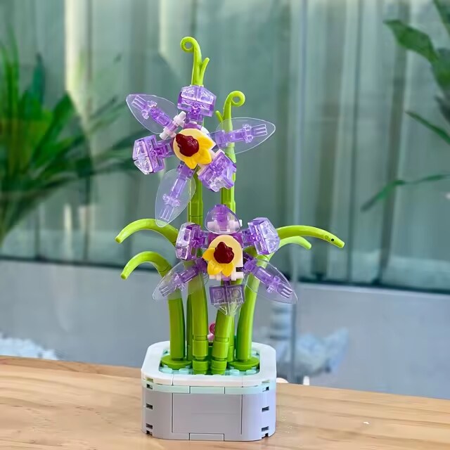 Lotus Petal Orchid Building Brick Potted Flower F07M9-10(103