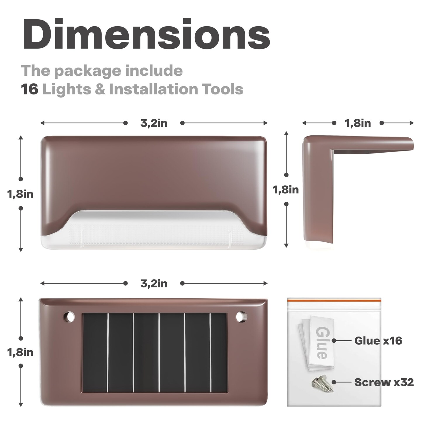 Solar Deck Lights, LED 16 Pack to Fence Post, Deck Lights, Waterproof, Powered Deck Decorations Outdoor, Solar Fence Lights,Patio, Garden, Step, Yard, and Pathway(Warm White)
