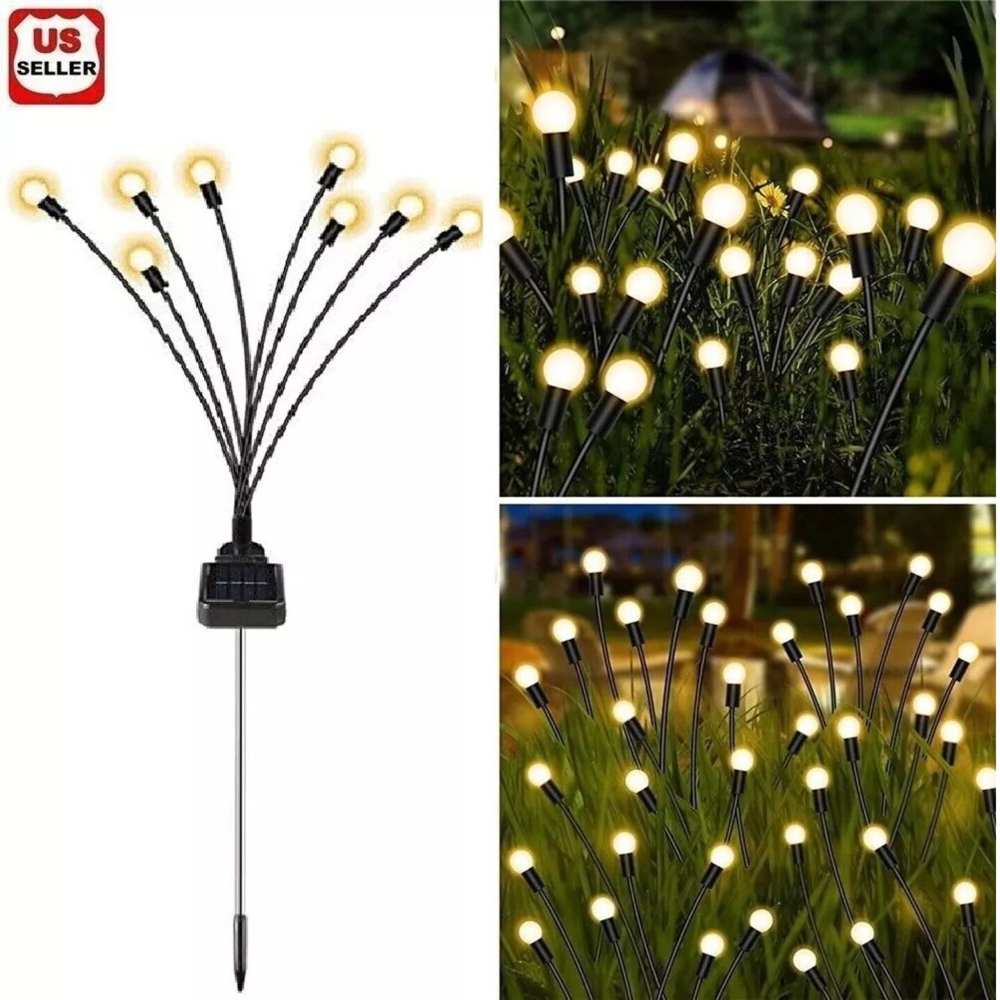 LED Solar Garden Lights Outdoor Firefly Swaying Fairy Lamp Yard Pathway Decor