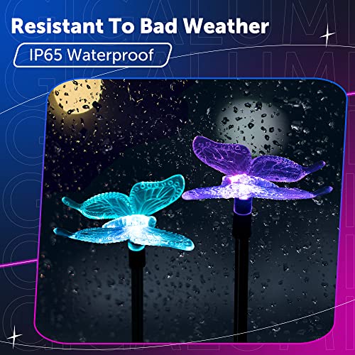 GIGALUMI Solar Garden Lights, 3 Pack Solar Garden Lights, Solar Christmas Decoration Color Changing LED, Outdoor Solar Lights Decorative for Pathway, Garden, Lawn, Patio, Driveway