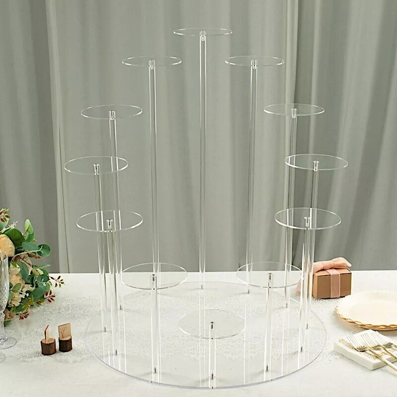 CLEAR 29&#x22; Tiered 12 Arm Round Acrylic Cupcake Holder Dessert Display Stand Party
