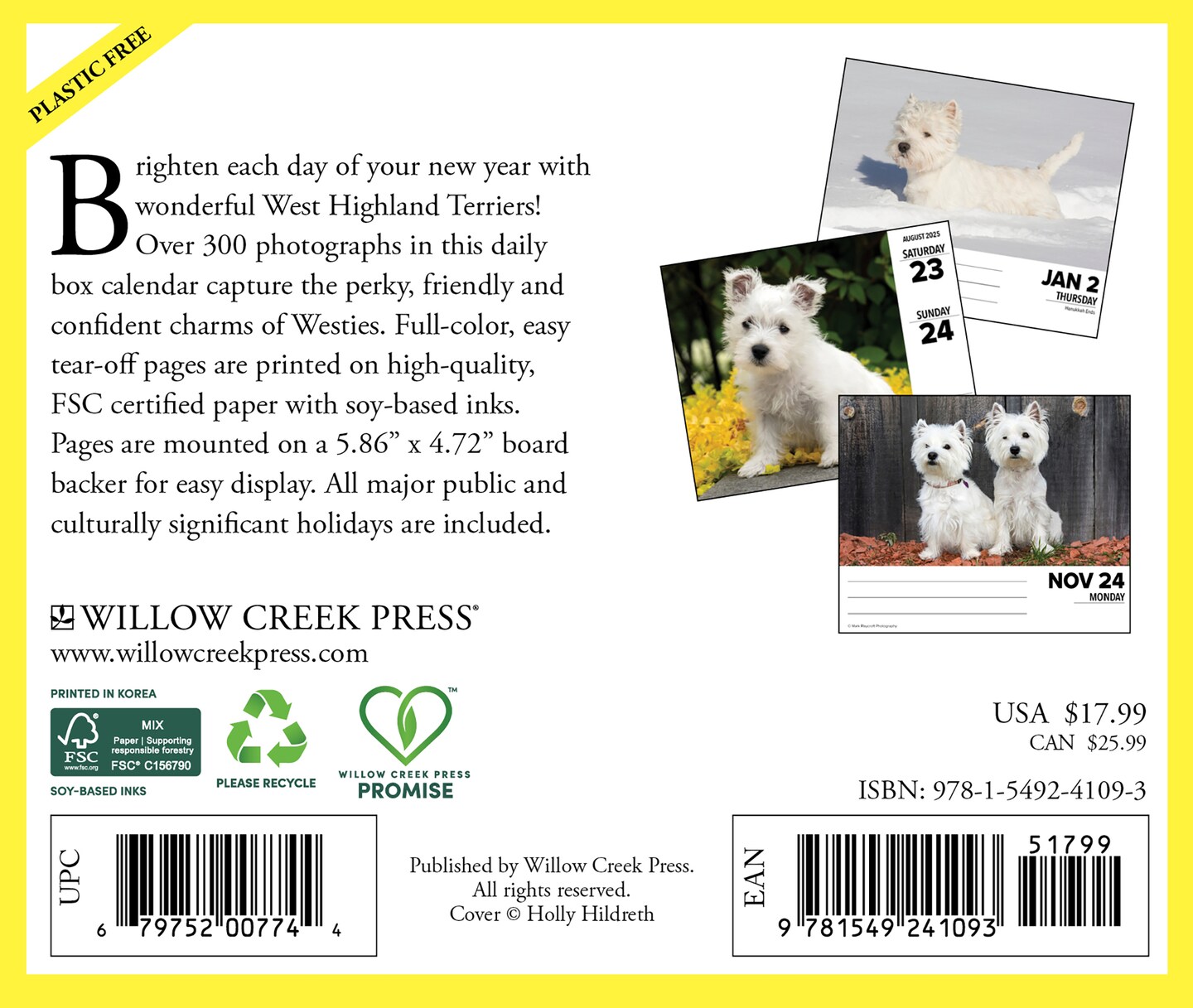 Just Westies 2025 Box Calendar - Dog Breed Daily Desktop