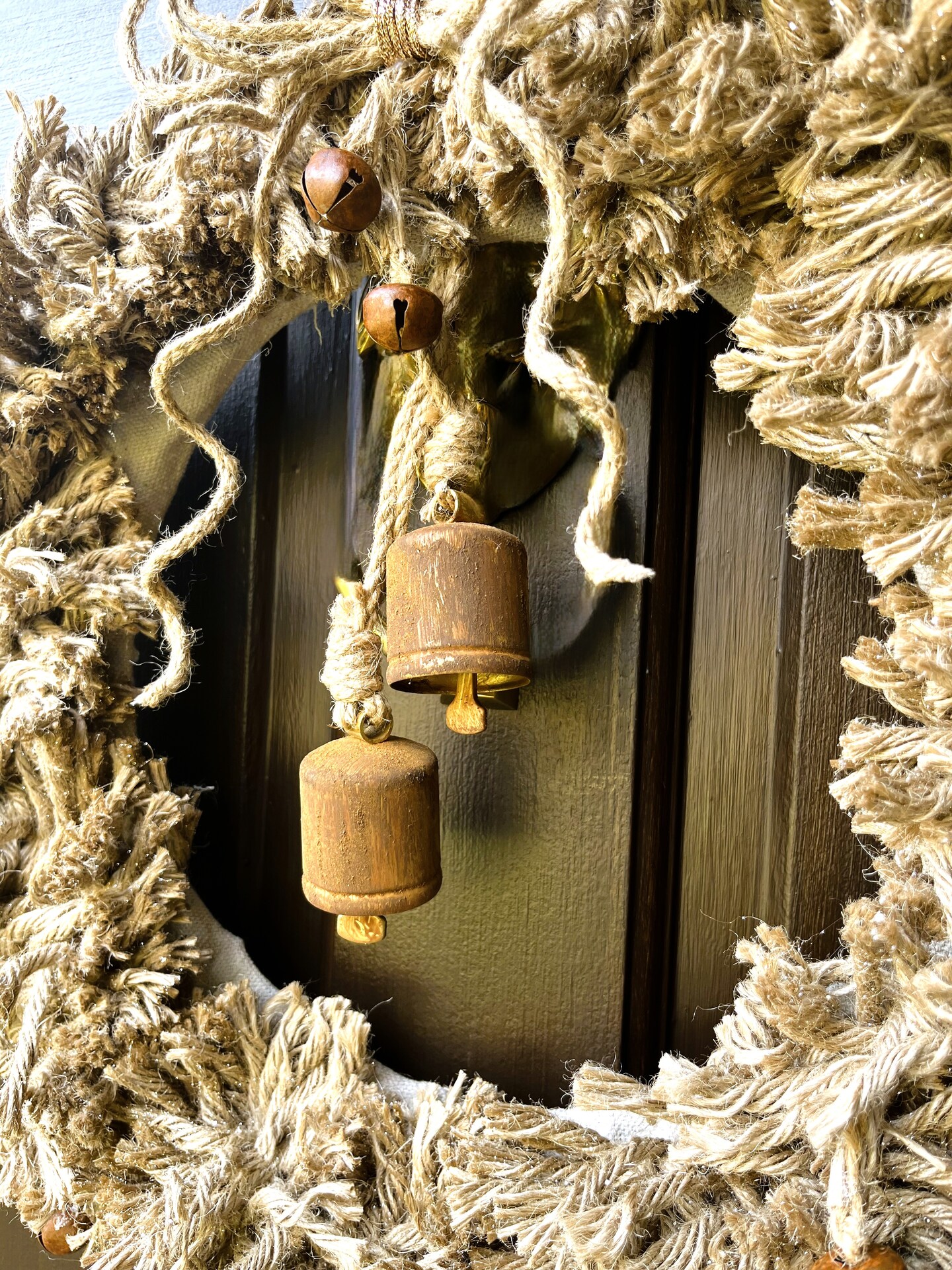 Rustic Christmas Wreath| Rope Wreath| Vintage| Rusty Bells
