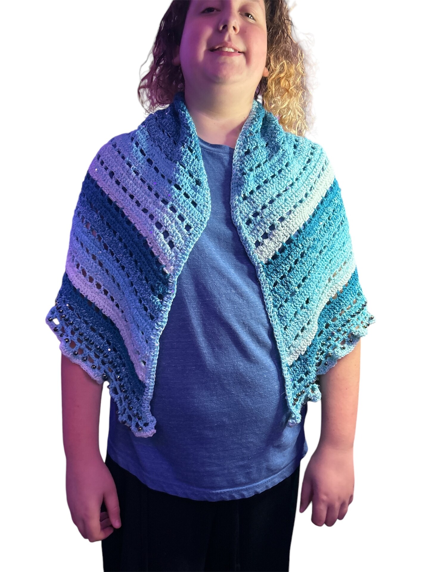 Blue Shawl, Mother's Day Gift, Shoulder Warmer, Unisex Shawl, Hand-Crocheted Shawl, Senior Shawl, Elder Need, Acrylic Shawl, factory 60