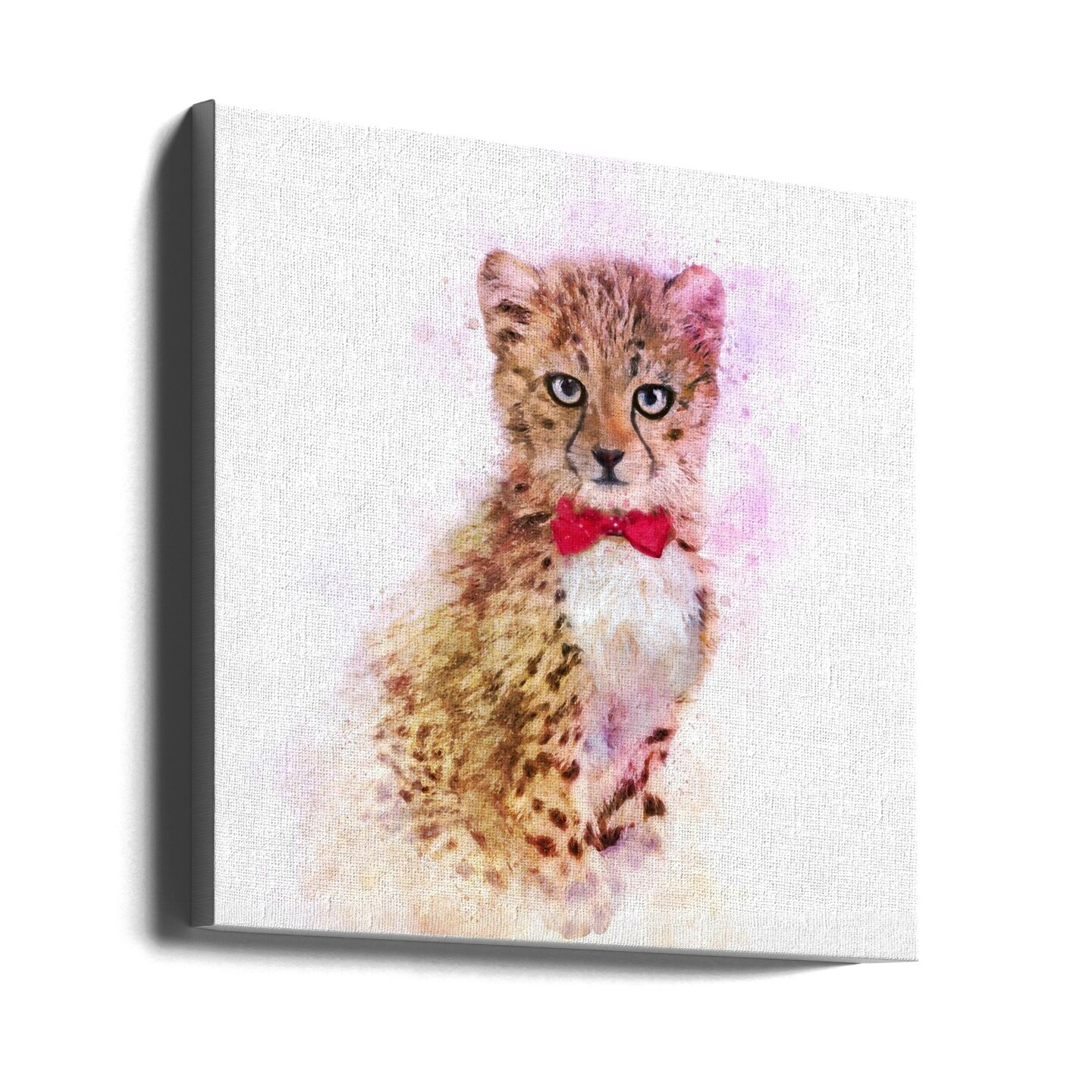 Baby Cheetah Watercolor Square Canvas Art | Modern Home Wall Decor 24x24 Canvas - Corporate Office Art