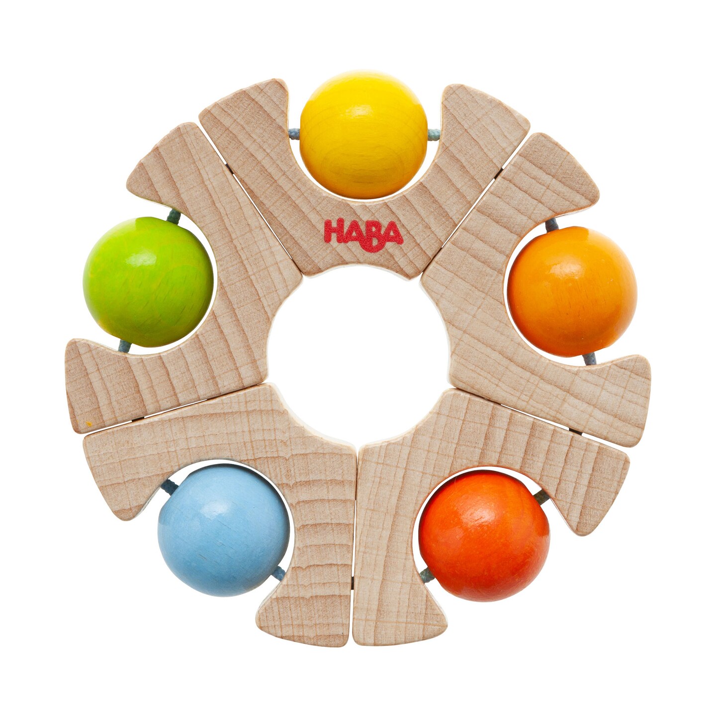HABA Rainbow Ball Wooden Baby Teething Toy &#x26; Montessori Grasping Wooden Rattle, Sensory Toys for Babies, Baby Grasping Toys for 6-12 Months