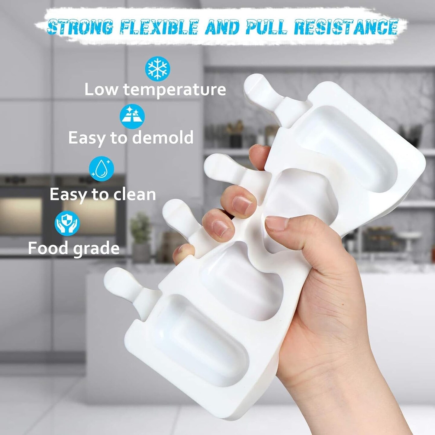 2 Small Mini Popsicles Molds, Cakesicle Molds Silicone Cake Pop Mold 4 Cavities With 100 Wooden Sticks & 100 Parcel Bags DIY Ice Cream Mold