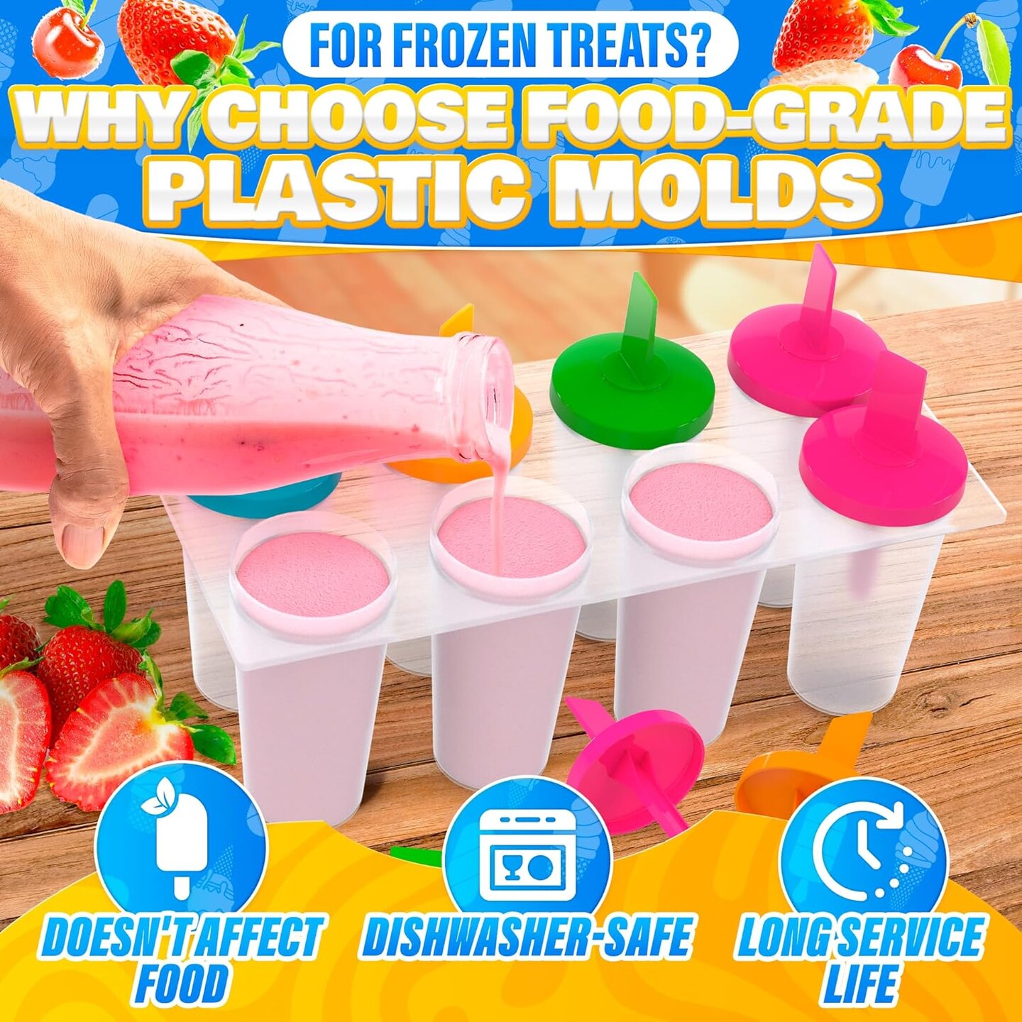 Ice Cream Maker Ice Pop Mold - 8Pcs Baby Popsicle Maker Mini Ice Cream Popsicle Molds Reusable Ice Popsicle Sleeves for Kids - Popsicles Molds Ice Cream Mold Popsicle Holders for Kids
