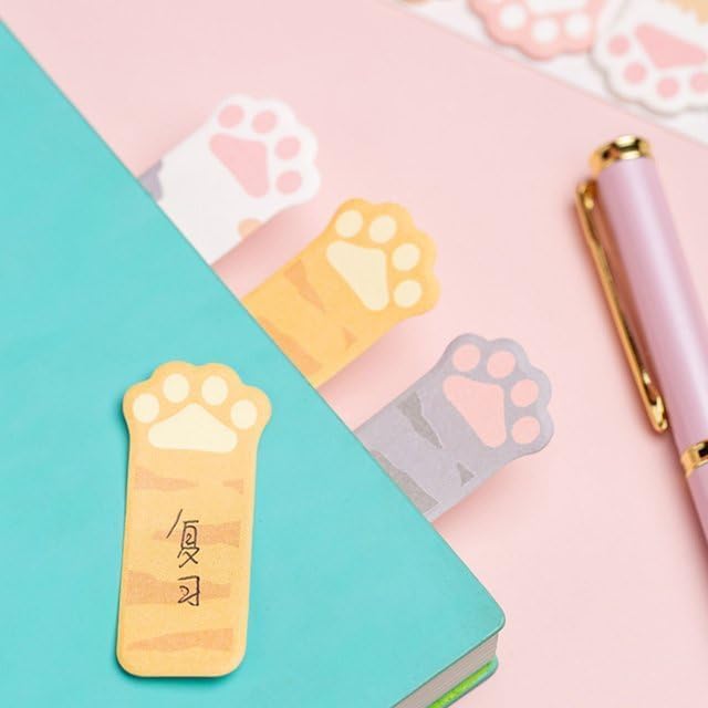 1 Pack Cute Sticky Note Pads Animal Sticky Notes Cat Paw Memo Cartoon Animal Notes Sticky Notes Tabs Cat Self-Stick Memo Pads Index Bookmark Marker Pad for Office Notebooks and Writing Pads