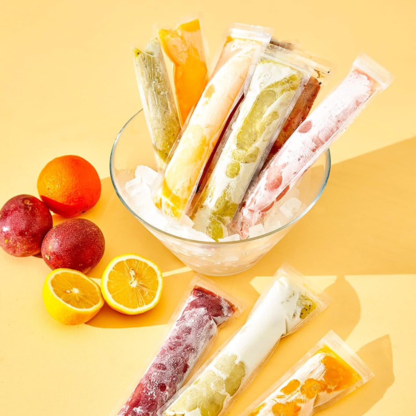100PCS Recyclable Ice Popsicle Mold Bag,BPA Free Freezer Tubes With Zip Lock Seal Funnel for Healthy Snack Yogurt Stick Juice Fruit Smoothies Ice Candy Pops Family Party(11&#x22;x2.2&#x22;)
