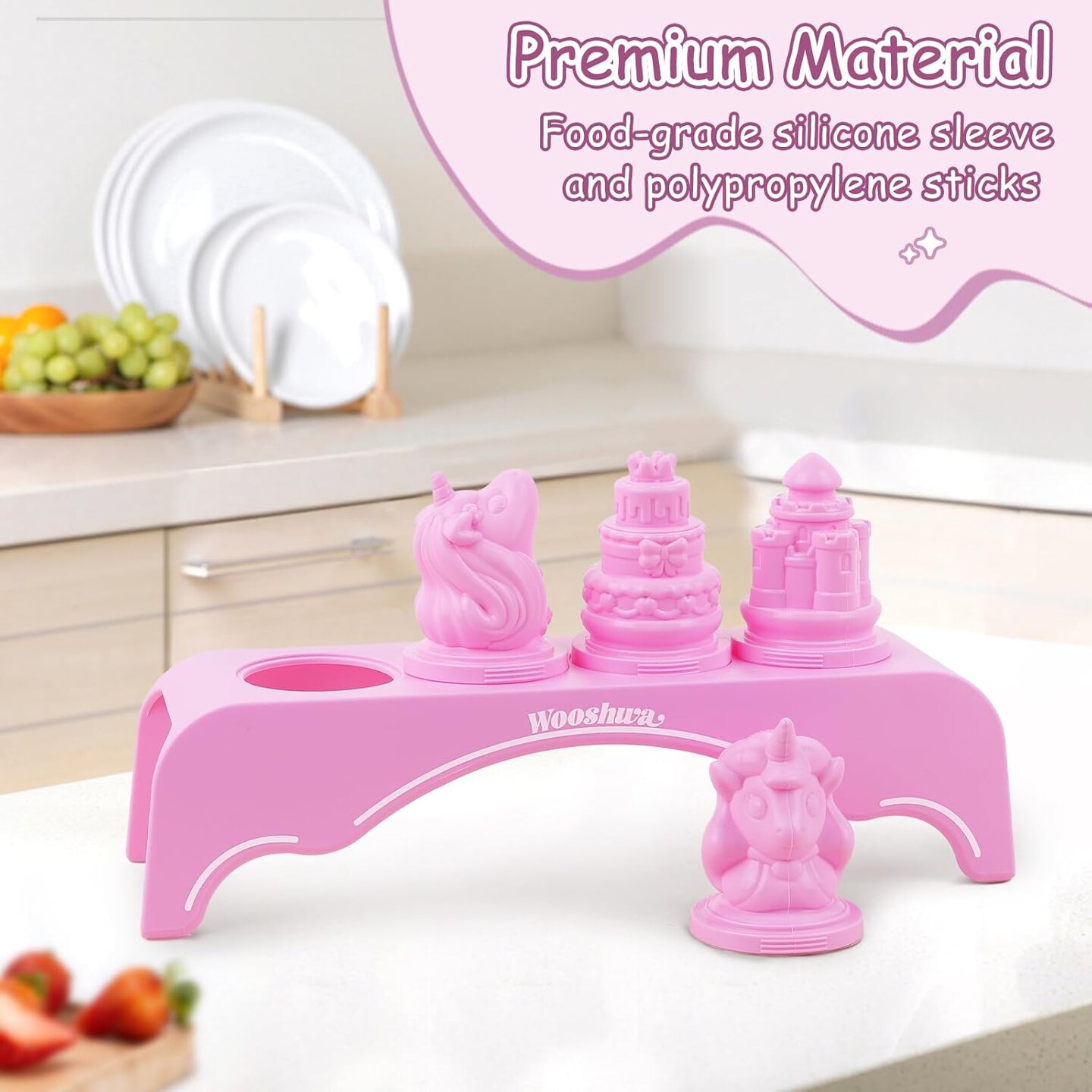 Unicorn Popsicle Molds with Sticks, 4-Pack Silicone Popsicle Holders for Kids Girls, Mini Homemade Ice Cream Molds, Easy-release Popsicle Maker, BPA-free &#x26; Dishwasher Safe (Classic)