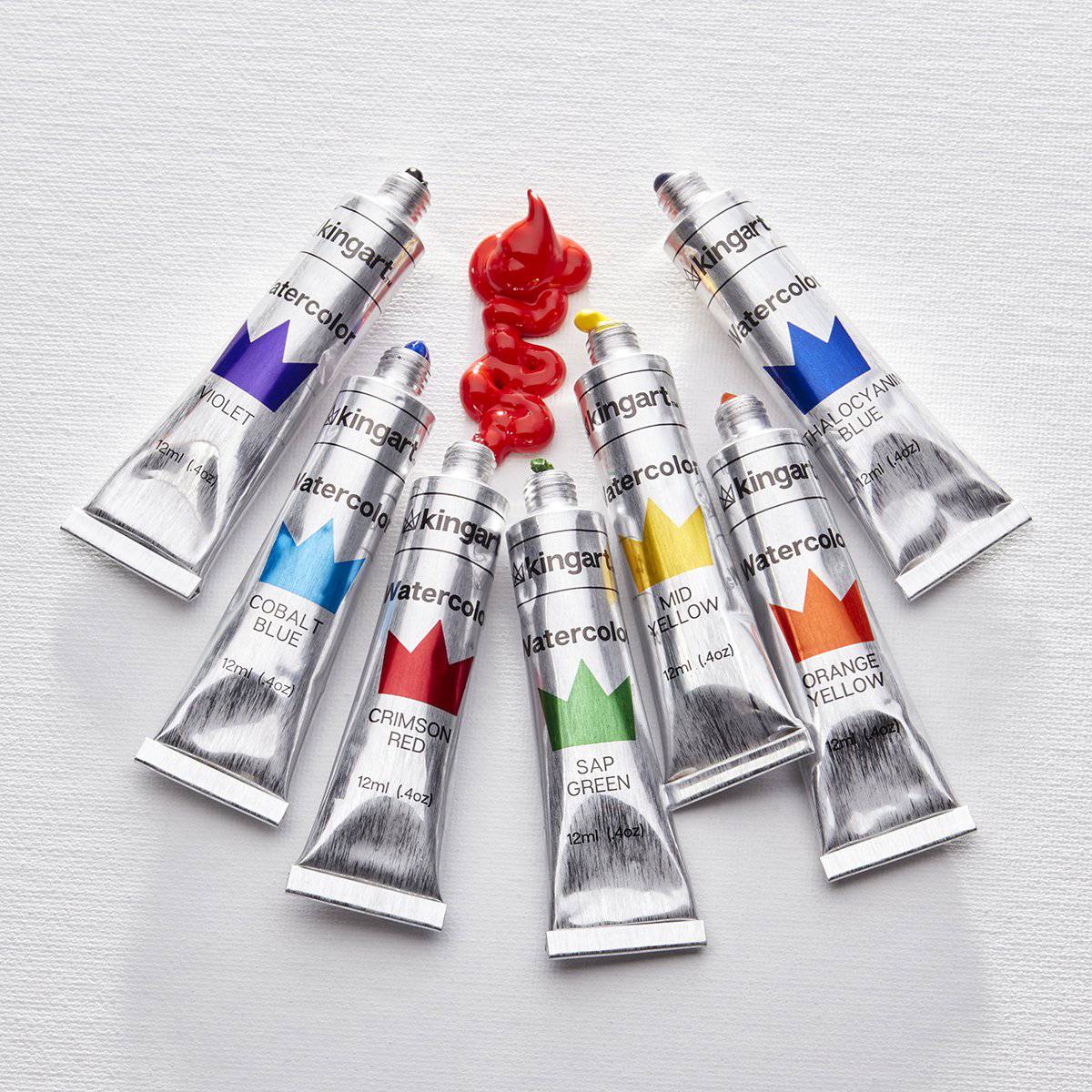 KINGART® PRO Artist Watercolor Paint, 12ml (.4oz), Set of 24 Unique Colors