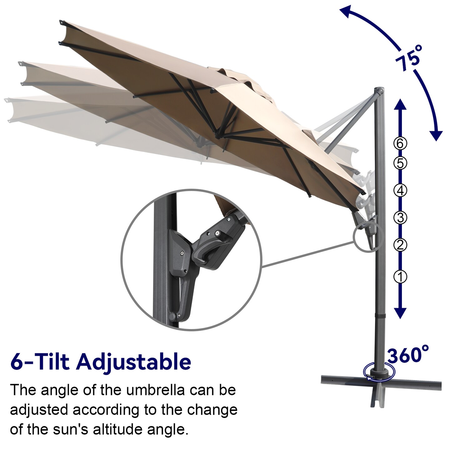 10ft Cantilever Patio Umbrella Outdoor, Windproof Large Offset Umbrella with 360&#xB0;Rotation and Tilt Adjustment,Heavy Duty Outdoor Sun Umbrellas for Garden Decks, Patios, Patio Pools &#xFF08;Beige&#xFF09;