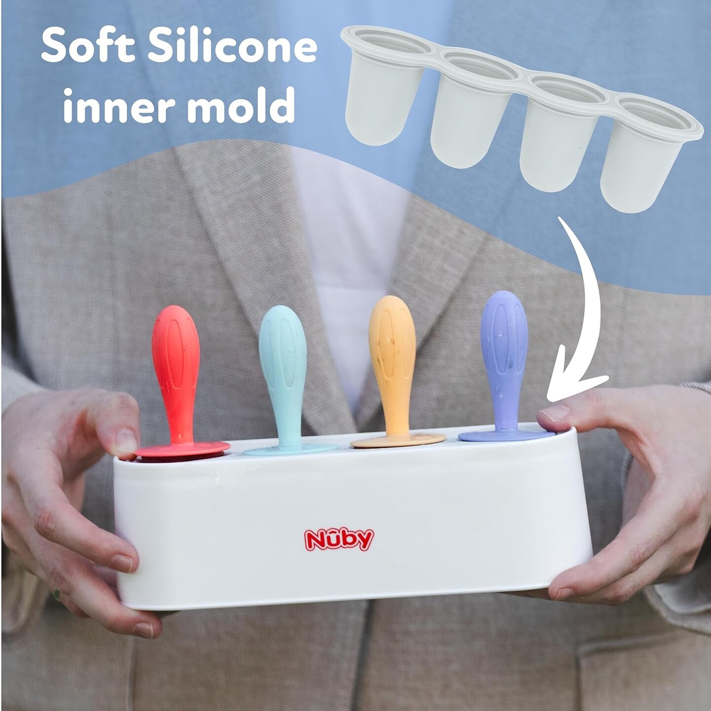 Stick Pops - (4-Count) Silicone Popsicle Molds for Toddlers and Babies 4+ Months - Easy to Make Frozen Treats or Baby Teething Relief