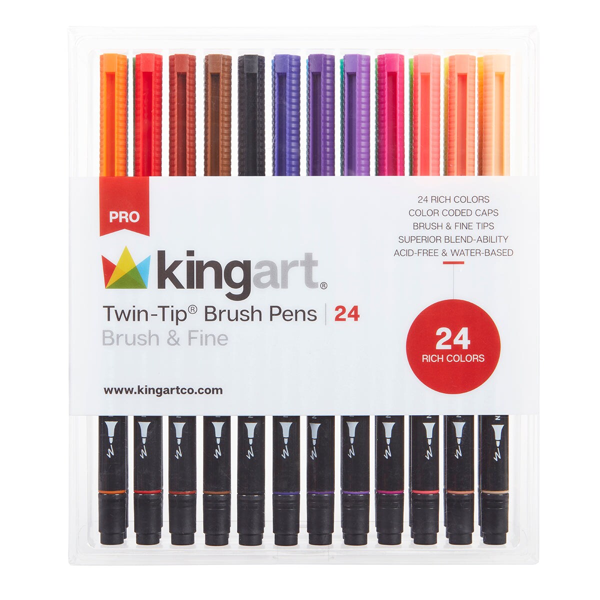 KINGART® PRO Twin-Tip™ 445 Series Brush Pen Art Markers, Set