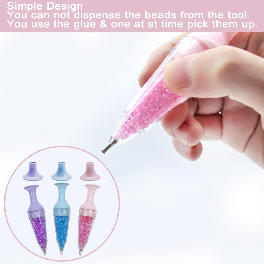 Diamond Art Pens Tools, Diamond Art Accessories Kits with 3 Pcs Diamond Art Painting Pen, 1 Diamond Art Trays and 6 Clay Glue Diamond Art Tools