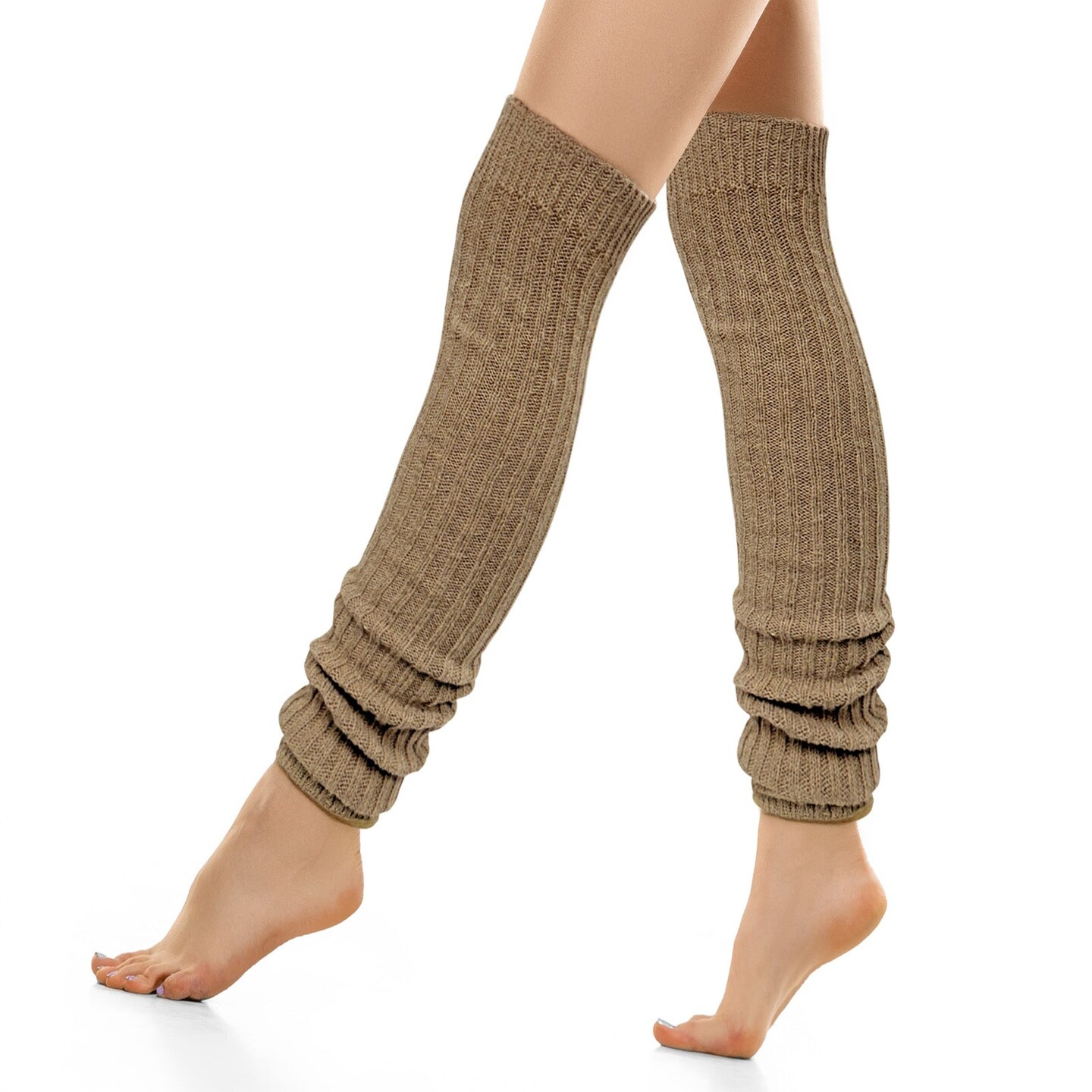 Wrapables Over The Knee Long Wool Blend Leg Warmers, Khaki