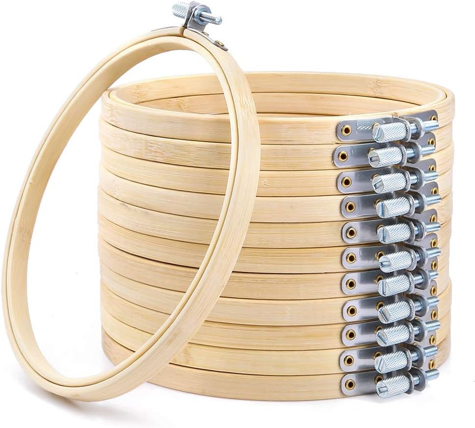 12 Pieces 6 Inch Embroidery Hoops Set Bulk Circle Cross Stitch Hoop Round Ring