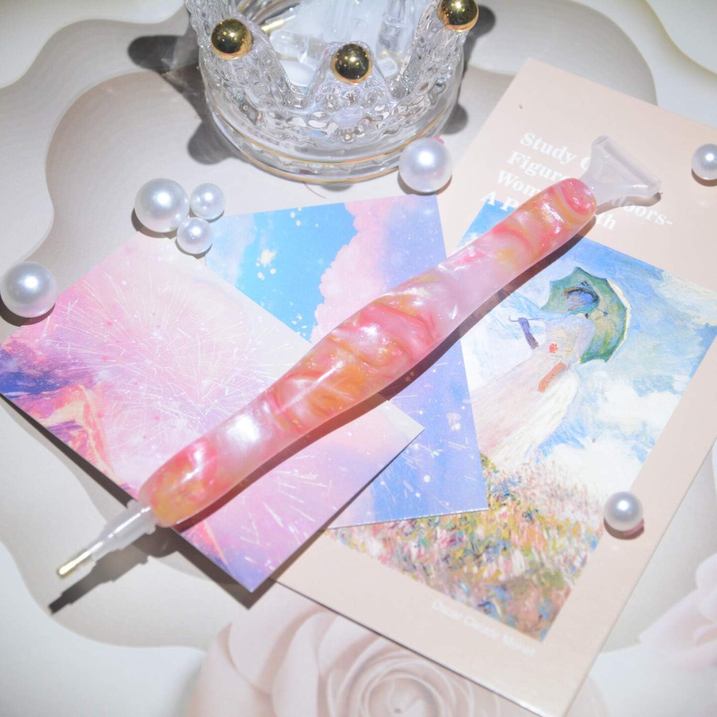 Handmade Resin Diamond Art Pen Kit – 15 Pens & 5 Clays, 5.9x3.9 in