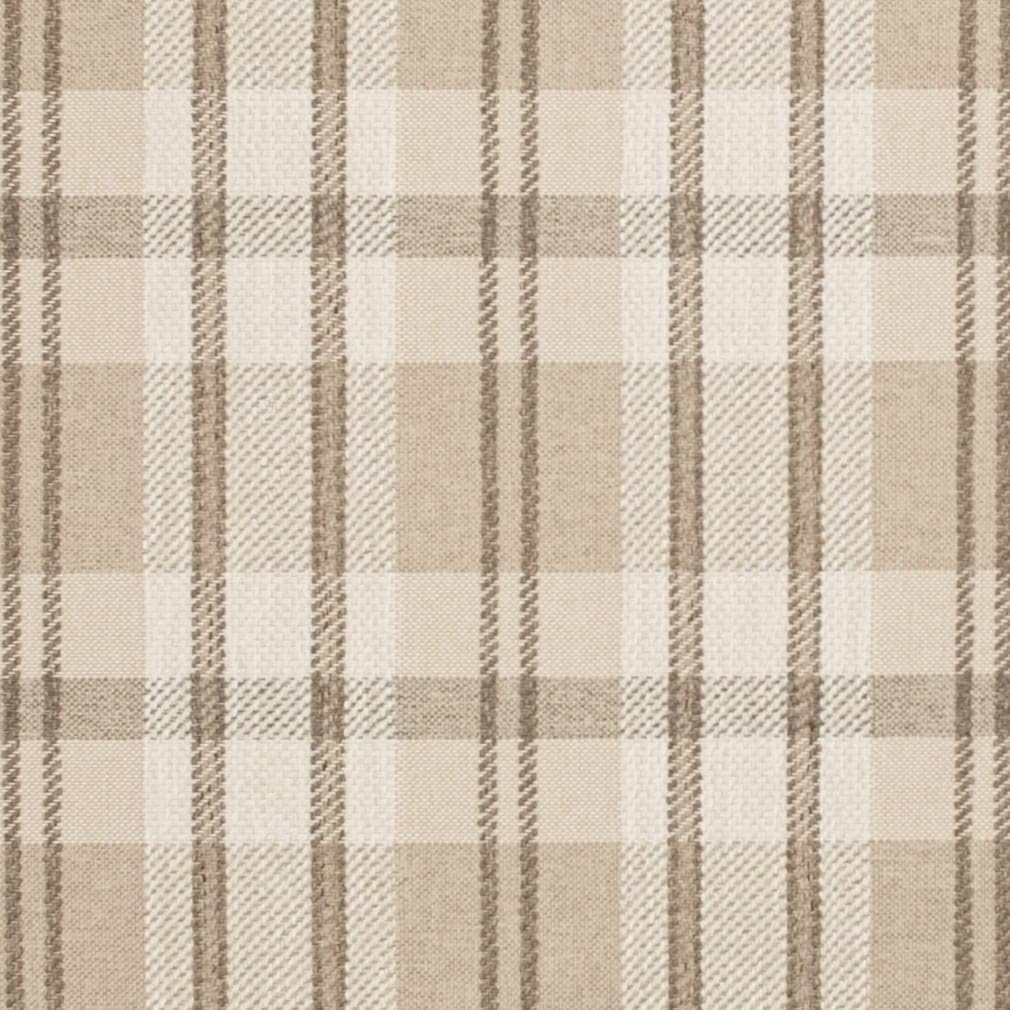 Natural Brown Stain Resistant Performance Pet Friendly Plaid Woven Pattern Upholstery Fabric by The Yard - SKU: Harley Latte