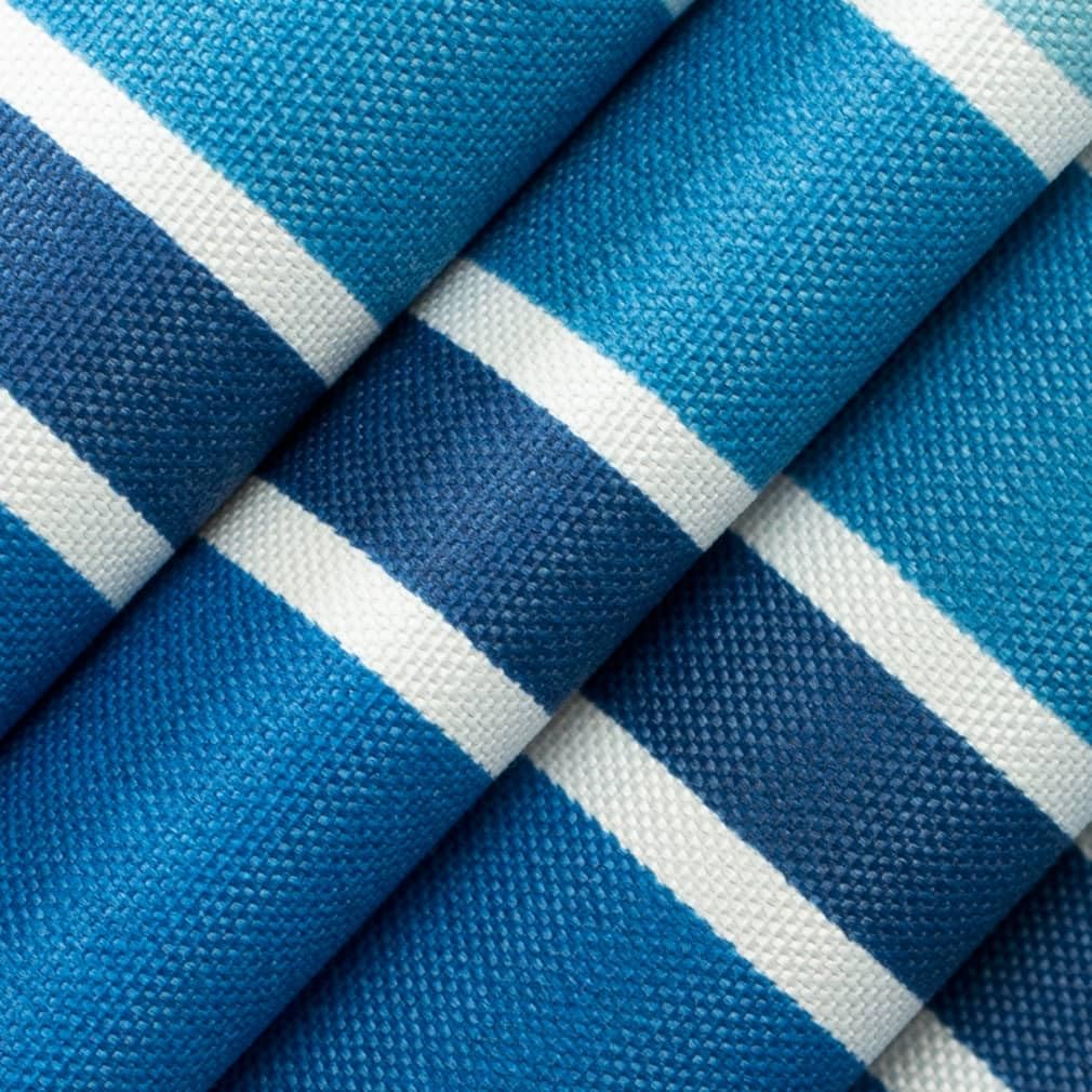 Blue Stain Resistant Performance Pet Friendly Stripe Print Upholstery Fabric by The Yard - SKU: Palm Beach Coastal