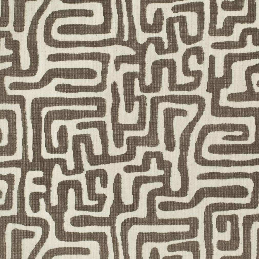 Brown Abstract Geometric Global Woven Pattern Upholstery Fabric by The Yard - SKU: Viking Cocoa