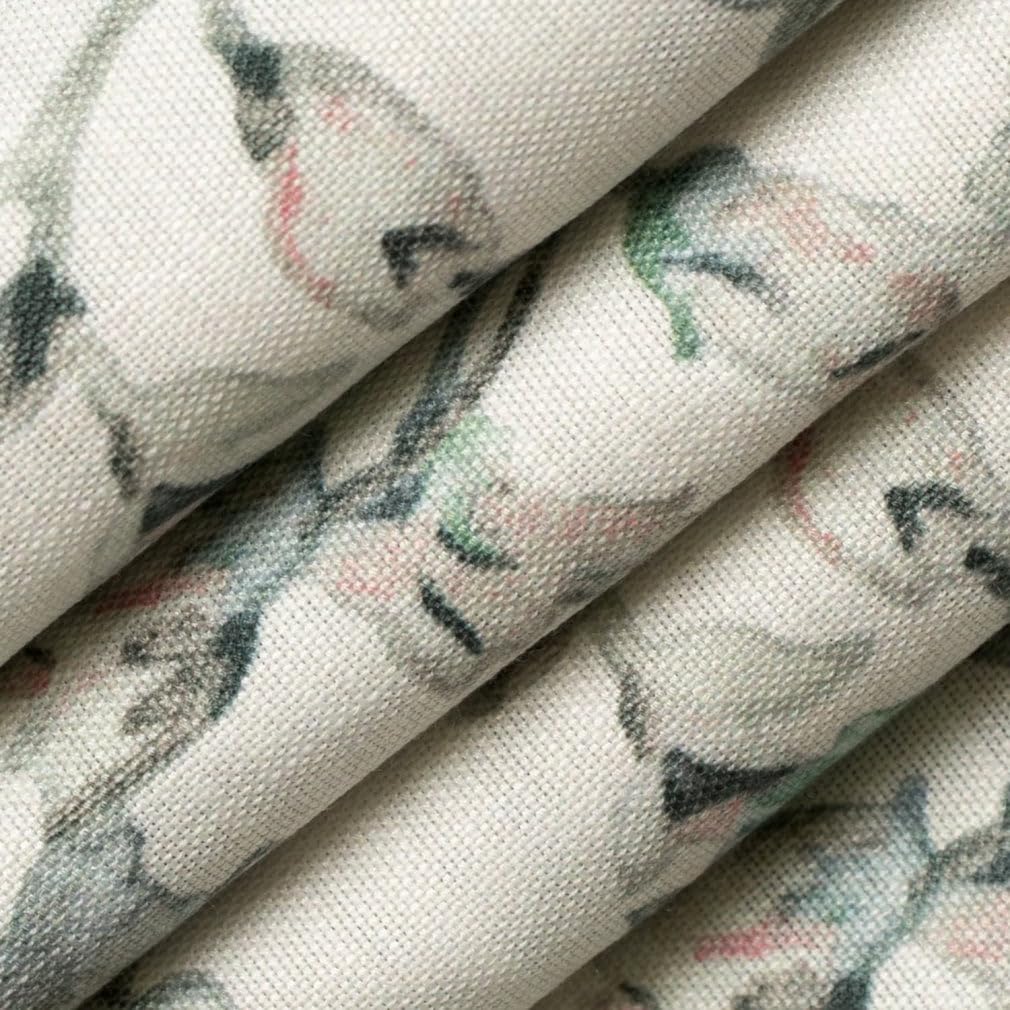 Aqua Stain Resistant Performance Pet Friendly Abstract Floral Linen Look Print Upholstery Fabric by The Yard - SKU: Titus Seacrest