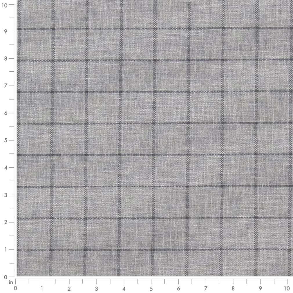 Grey Plaid Woven Pattern Upholstery Fabric by The Yard - SKU: Kaylee Seagull