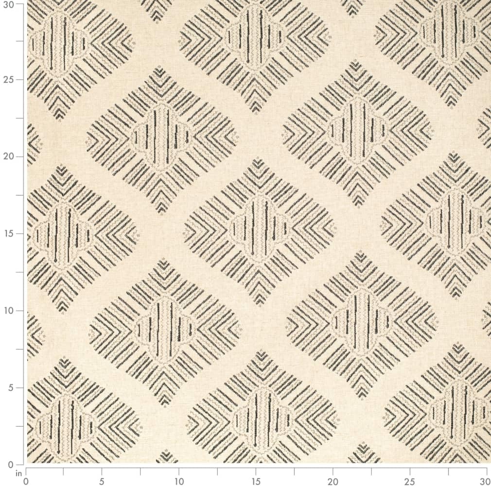 Black & Grey Abstract Global Woven Pattern Linen Blend Upholstery Fabric by The Yard - SKU: Cher Onyx