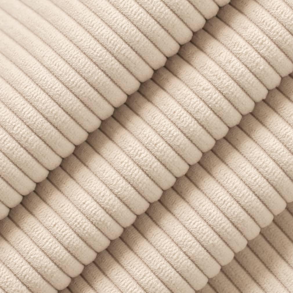 Beige Small Scale Stripe Corduroy Velvet Upholstery Fabric by The Yard - SKU: Burnett Parchment