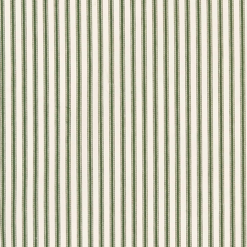 Green Stain Resistant Performance Pet Friendly Small Scale Stripe Woven Pattern Upholstery Fabric by The Yard - SKU: Denali Pine