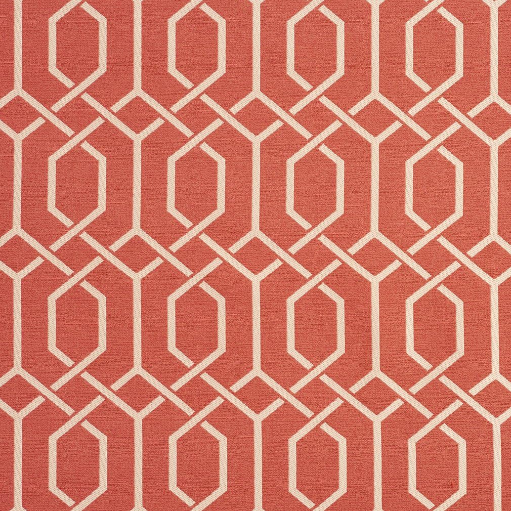Coral Geometric Velvet Woven Pattern Upholstery Fabric by The Yard - SKU: Carson Geranium