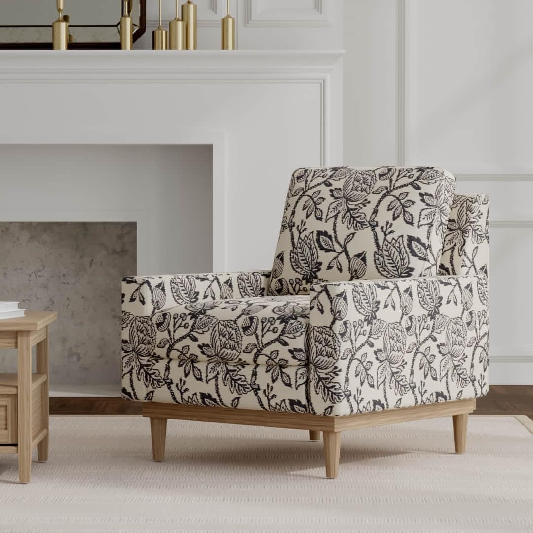 Blue Floral Woven Pattern Upholstery Fabric by The Yard - SKU: Bali Bluestone