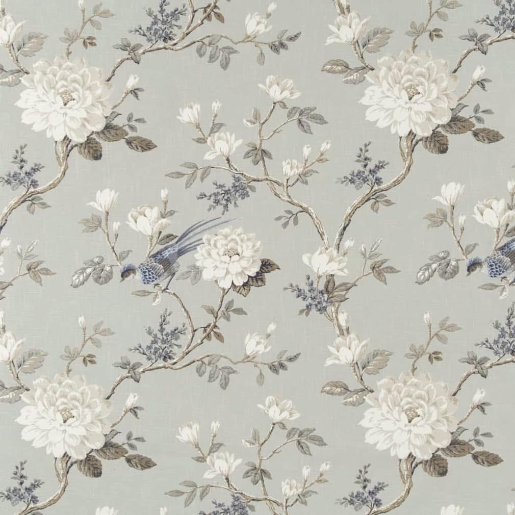 Grey Floral Print Upholstery Fabric by The Yard - SKU: Ward Haze
