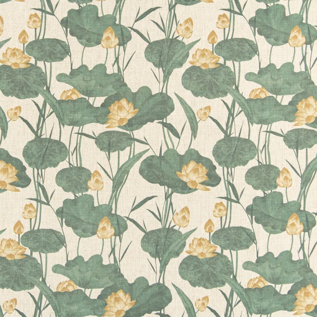 Yellow Green Stain Resistant Performance Floral Leaves Botanical Print Upholstery Fabric by The Yard - SKU: Lenox Jungle