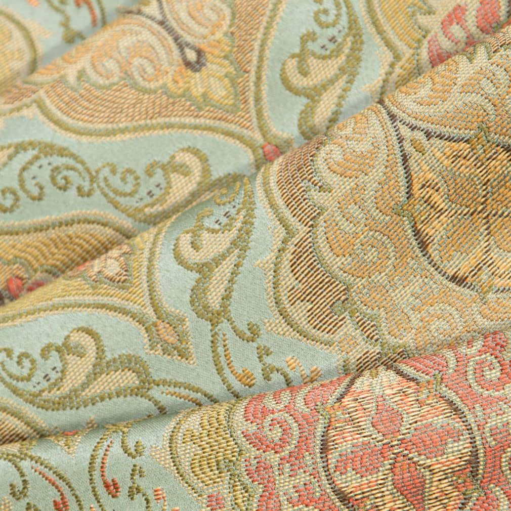 Aqua Damask Woven Pattern Upholstery Fabric by The Yard - SKU: Franco Spring