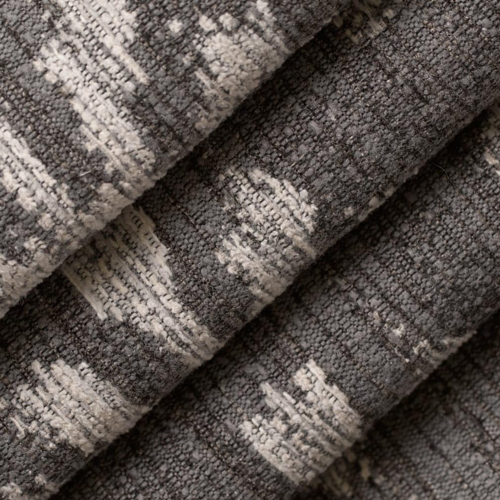Grey Stain Resistant Performance Pet Friendly Abstract Damask Global Woven Pattern Upholstery Fabric by The Yard - SKU: Ana Steel