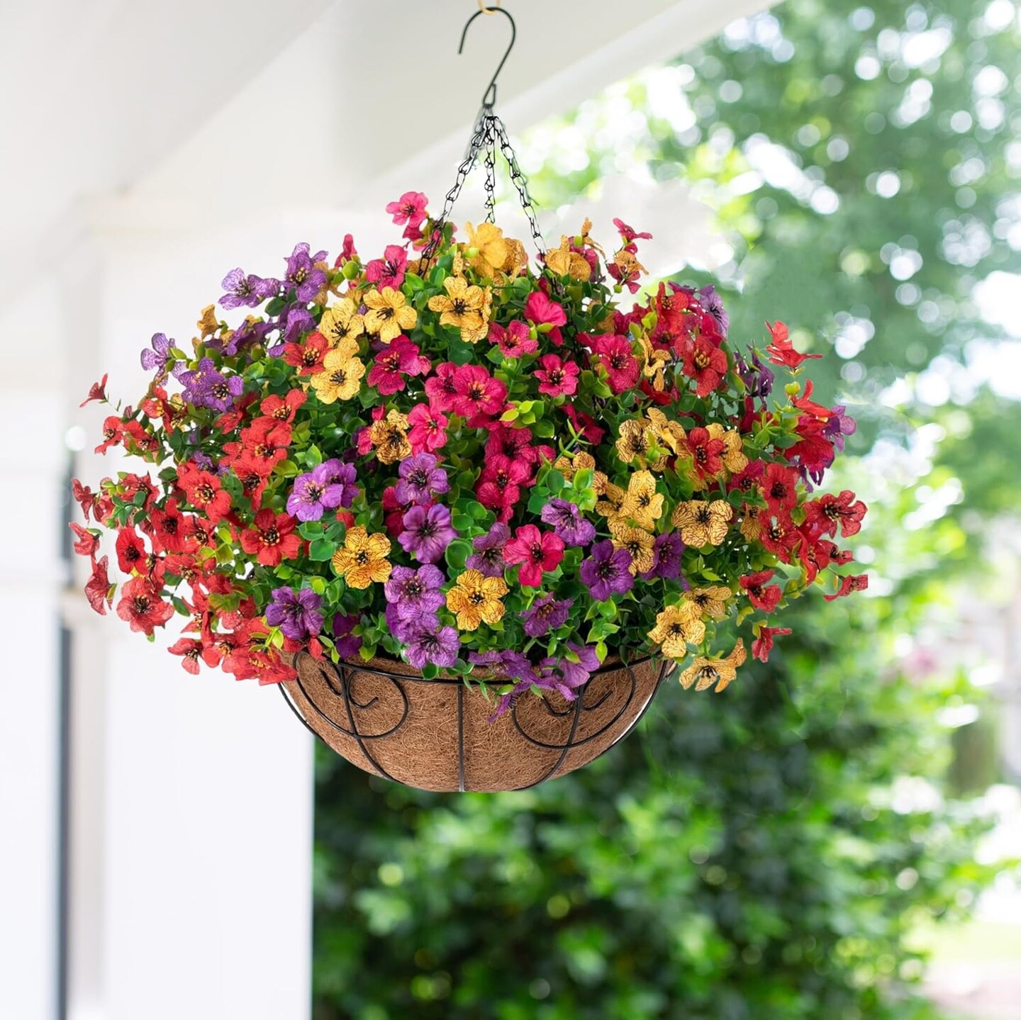 Artificial Faux Hanging Plants Flowers Basket