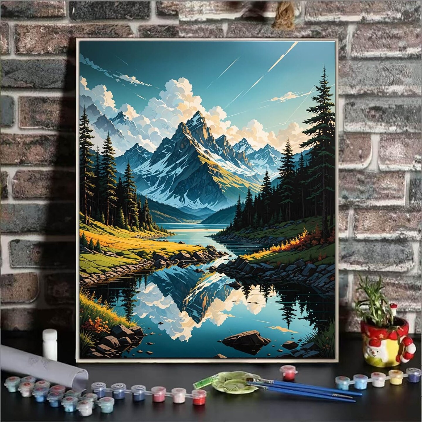 Paint By Numbers Kit For Adults, Mountain Paint By Number Kits For Beginner Landscape Acrylic On Canvas Mountains Diy Oil Painting Kit Adults&#x27; Paint-By-Number Kits For Gift Home Wall Decor 16x20 Inch