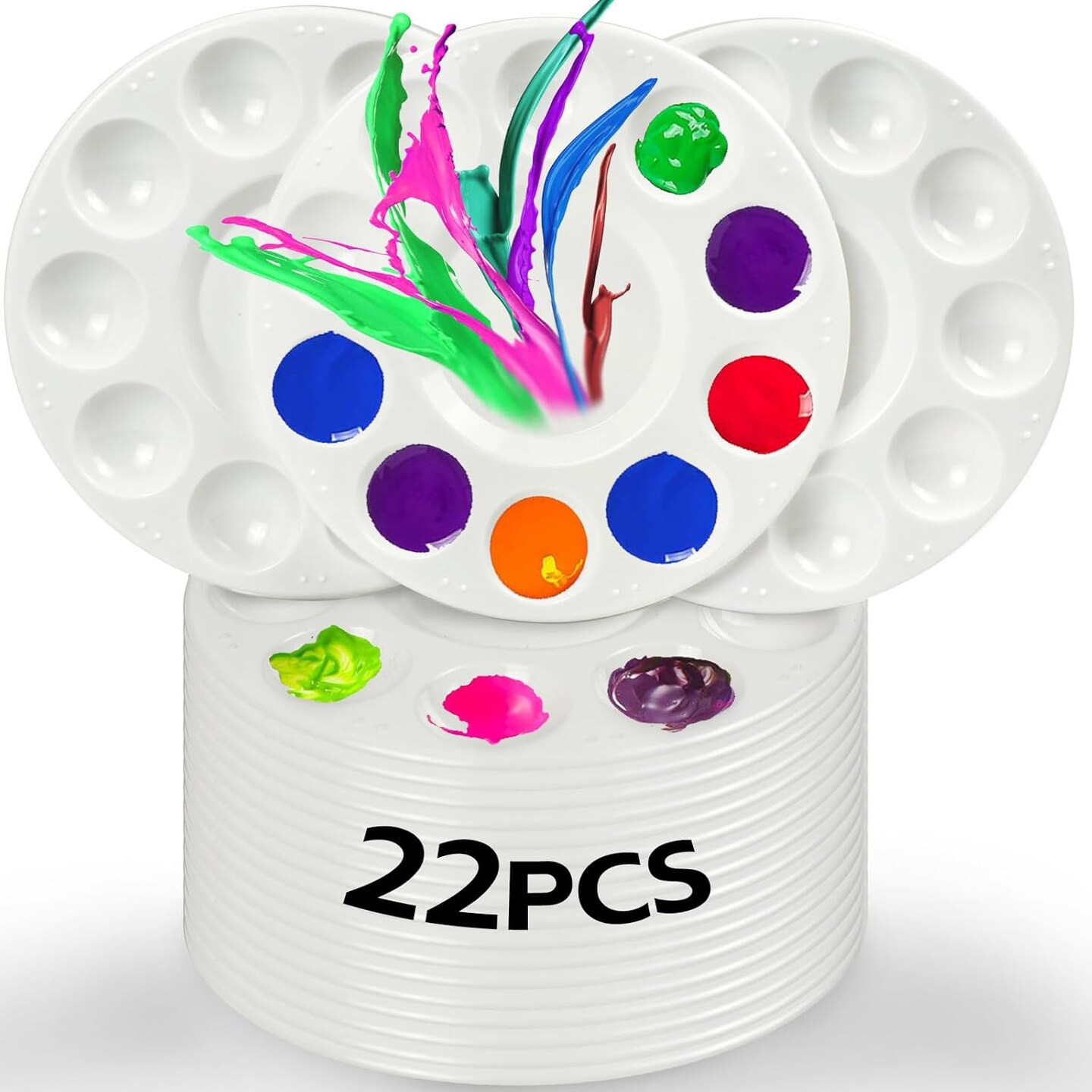 22pcs Art Paint Tray Palette Plastic Pallet For Kids Or Pupils To
