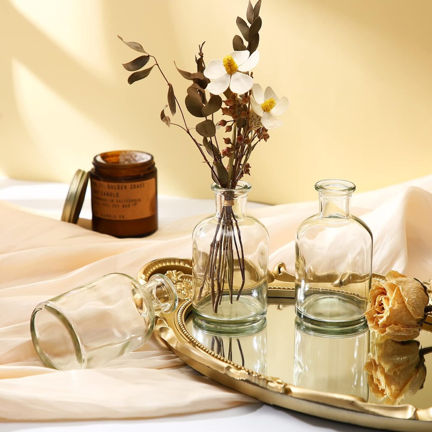 30 Pack Glass Bud Vases Bulk Small Mini Flower Vases for Centerpieces Decorative Glass Bottles Vintage Rustic Centerpieces Decoration for Wedding Dining Table Home Decor (4.22 oz)