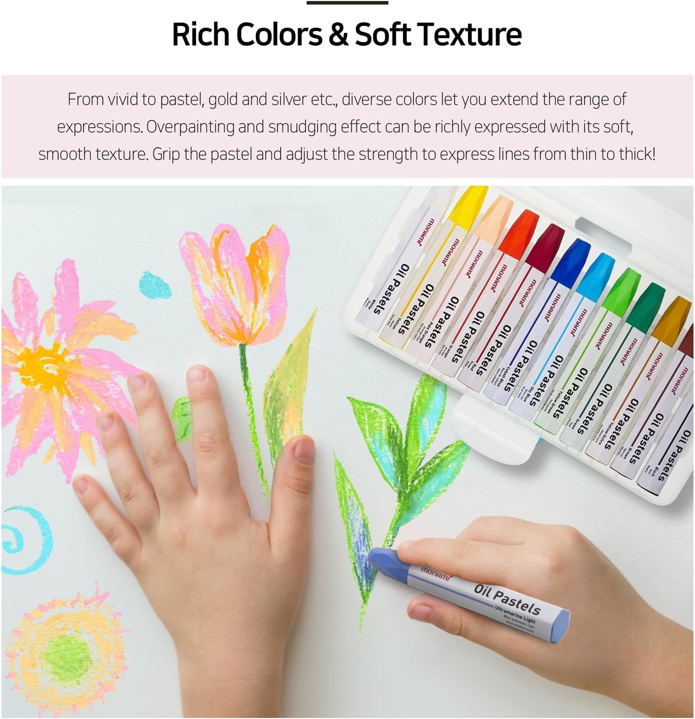 Oil Pastels, Jumbo Size Hexagonal Shape Oil Pastels for Kids and Students with Handy Carrying Case, 36 Vivid Colors Pack