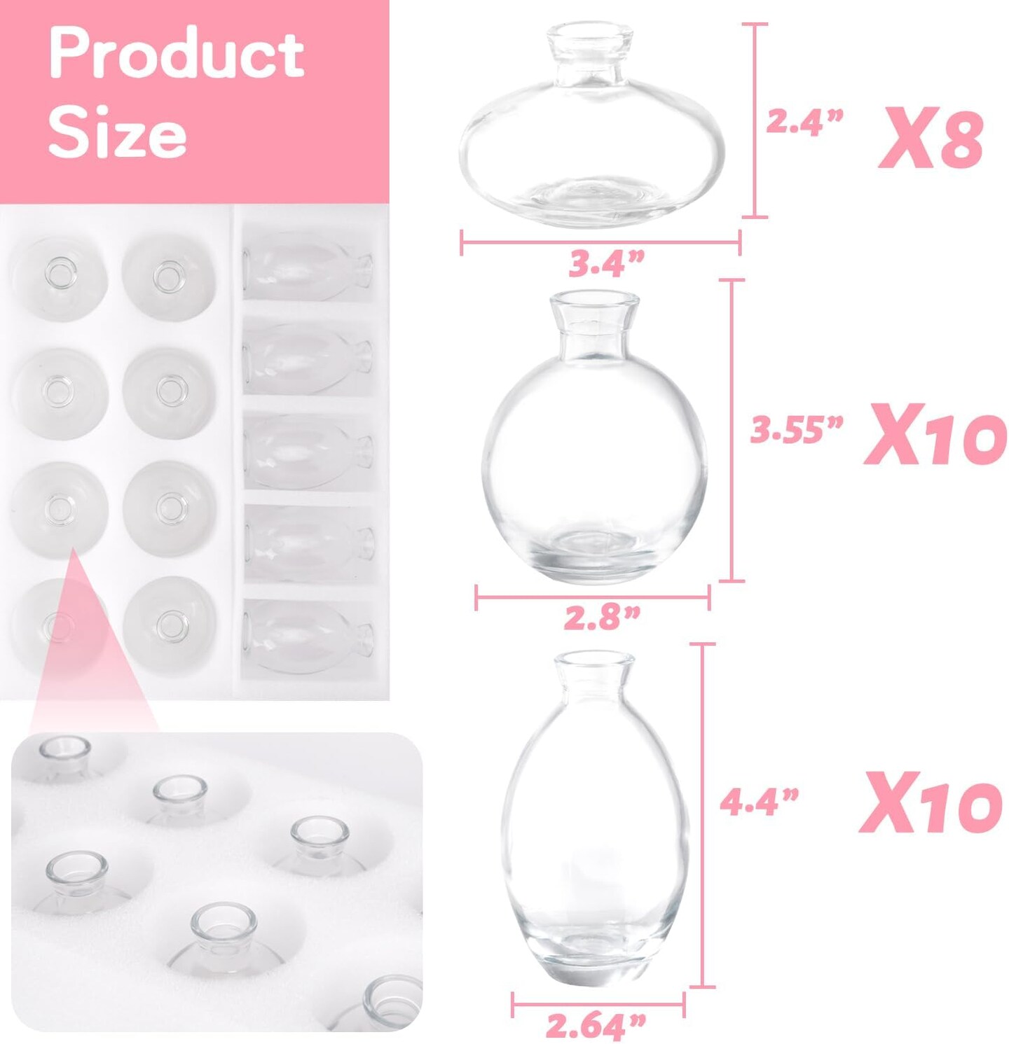 28 Clear Bud Vases in Bulk, Glass Small Bud Vase for Centerpieces, Mini Bud Vase Set for Flowers, Vintage Vases for Rustic Wedding Decorations, Table Decor Flower Bedroom Party Home Decor 17.13"L x 13.58"W x 7.87"H