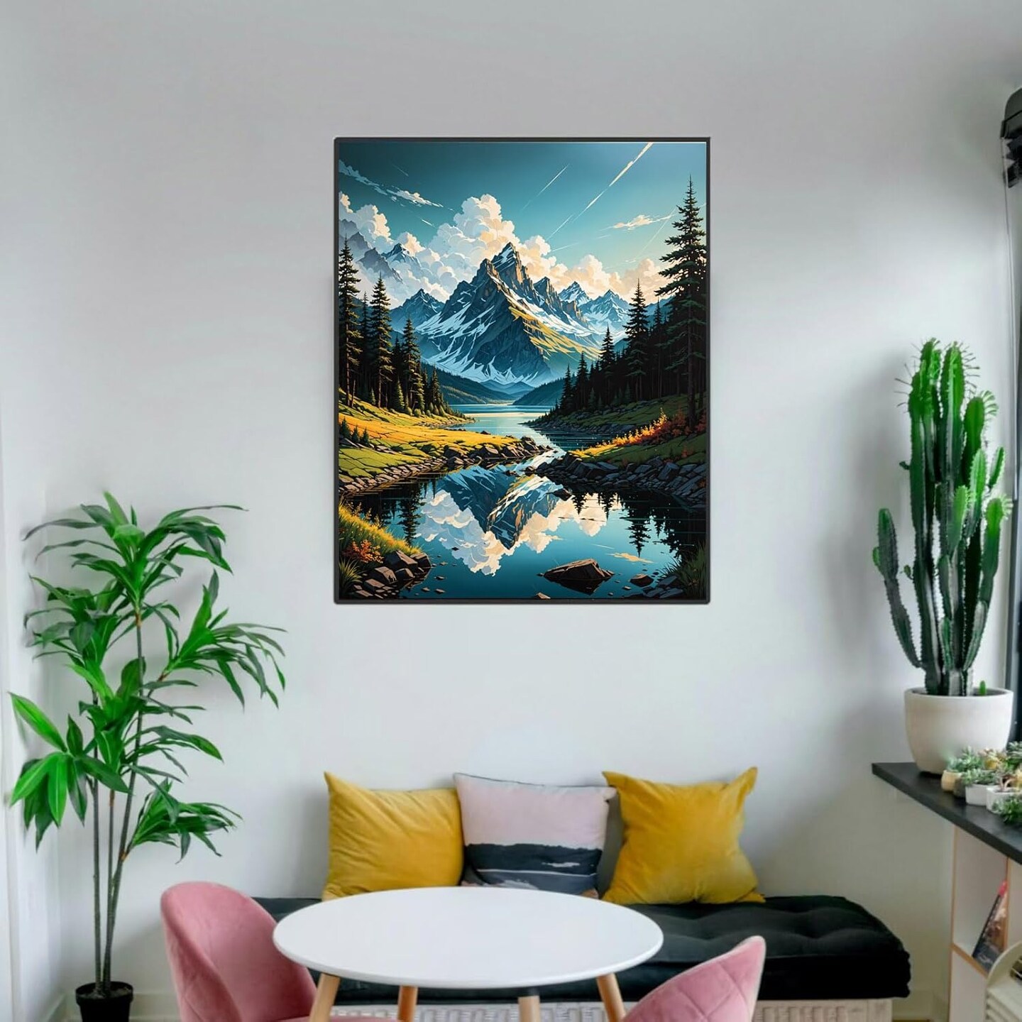 Paint By Numbers Kit For Adults, Mountain Paint By Number Kits For Beginner Landscape Acrylic On Canvas Mountains Diy Oil Painting Kit Adults&#x27; Paint-By-Number Kits For Gift Home Wall Decor 16x20 Inch