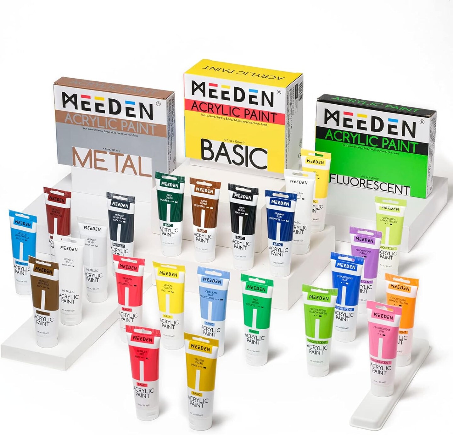 Acrylic Paint Set 24 Colors, 120 ml/4.06 oz Acrylic Paint Tubes, Rich Pigments Non-Toxic Art & Craft Paints for Artists, Adults & Beginners, Art Supplies for Canvas painting